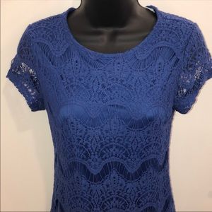 Beautiful Blue Lace Occasion Dress. Medium